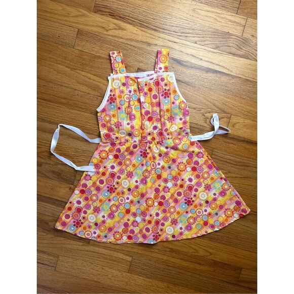 Vintage Girls Flower Power Dress 90s does 70s Seersucker - Picture 2 of 6